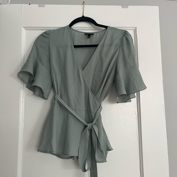 Dusty blue wrap blouse - Picture 4 of 4